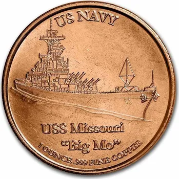 UNITED STATES MINT Mince - 1 oz Měděná -US Navy: USS Missouri