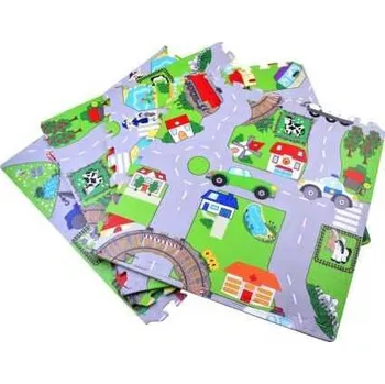 Pěnová podložka Městečko, pěnové puzzle 120 x 120 cm