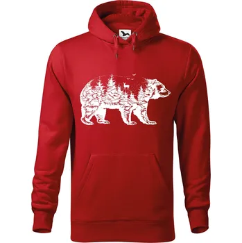 Pánská mikina DOBRÝ TRIKO Pánská mikina s potiskem Medvěd Velikost pánské mikiny: 4XL, Barva: Červená