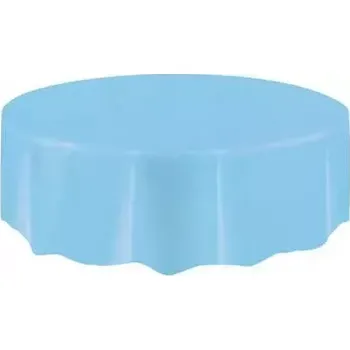 Jednorázový ubrus Plastový party ubrus světle modrý kulatý 214 cm