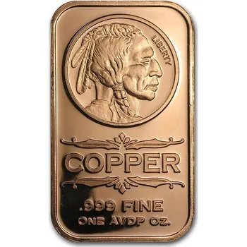 Private Mint Měděný slitek- indická hlava 1 Oz