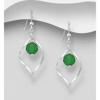 Náušnice Náušnice s háčkem nepravidelného tvaru ze stříbra 925 s zeleným Onyxem