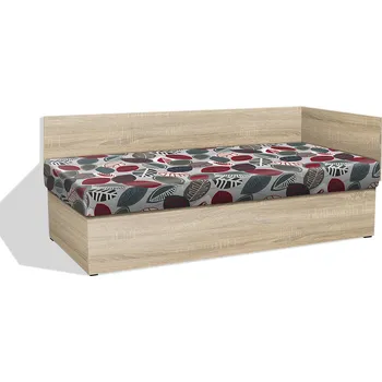 Postel Nabytekmorava Válenda s úložným prostorem Senior 90x200 cm s čelem barva lamina: dub sonoma, barva čalounění: Mega 15 Bordó