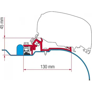 Markýza Adaptér na uchycení markýzy Fiamma F65 a F80S na střechu Iveco Daily L2/L3/H2 (2006-2014)