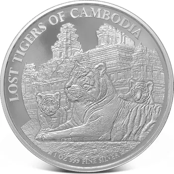 Stříbrná mince Kambodža Lost Tigers of Cambodia BU mince 2025 1oz