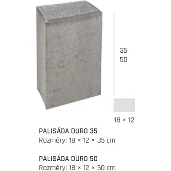 Zahradní obrubník DITON Palisáda DURO 35 hranatá přírodní