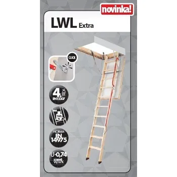 Schodiště FAKRO Půdní schody 280 LWL Extra 60x120 cm - 3-dílné