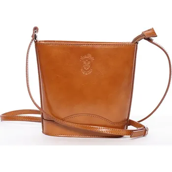 Kabelka Dámská kožená crossbody kabelka světle hnědá - ItalY Bryana koňak