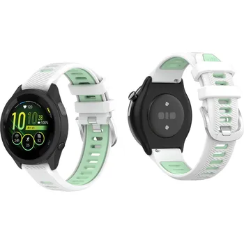 Run Silikonový Dvoubarevný Pásek Na Hodinky Garmin Barva: Bílá-Zelená, Velikost: 22 Mm
