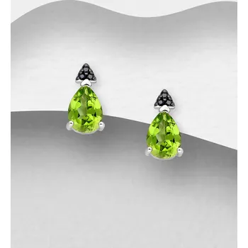 Náušnice Stříbrné náušnice, zdobené peridotem a černým spinelem