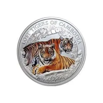 Private Mint 2024 1 oz Cambodia Ztracení tygři z Kambodže 999 Stříbrná BU mince
