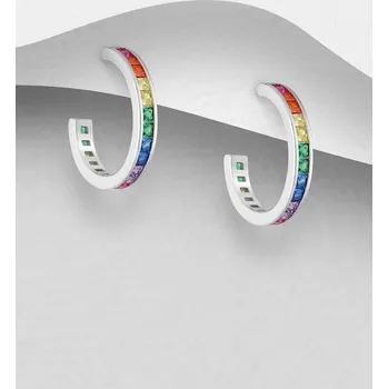 Náušnice Stříbrné náušnice 925, zdobené barevnými simulovanými diamanty.