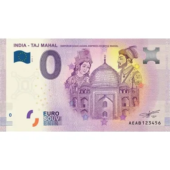 0 Euro suvenýr bankovka Taj Mahal India 2019-1