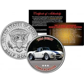 U.S. Mint 1966 SHELBY COBRA ROADSTER – nejdražší svalové vozy, jaké kdy byly prodány v aukci – mince JFK Half Dollar