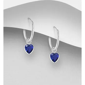 Náušnice Kruhové náušnice ze stříbra 925, zdobené simulovaným diamantem CZ v modré barvě