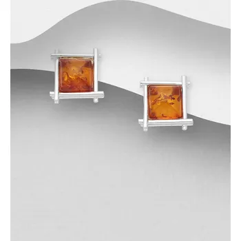 Náušnice Stříbrné náušnice 925, zdobené baltským jantarem