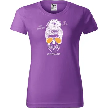 Dámské tričko DOBRÝ TRIKO Dámské tričko s potiskem Život mámy Barva: Fialová, Velikost: 2XL