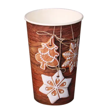 Jednorázové nádobí EcoPack Papírový kelímek EKO 0,25 l CTG jednovrstvý vánoční cukroví O80mm (50 ks)