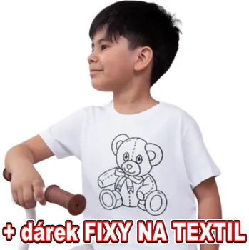 omalovánky Dětské tričko k vymalování - Medvídek I. + 6ks Fixy na textil