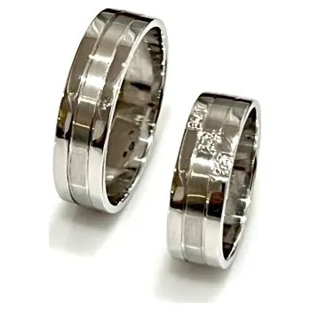 Prsten Ráj snubních prstenů | Široké masivní snubní prsteny z bílého zlata skladem - 4695