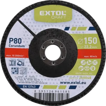 Brusný kotouč kotouč lamelový šikmý korundový, P80, 150mm, KORUND, 260048 EXTOL CRAFT