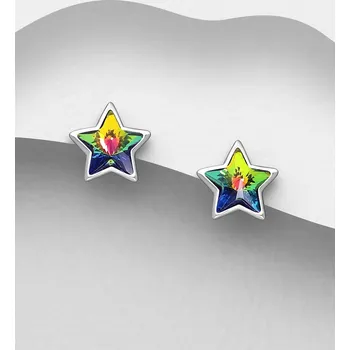 Náušnice Stříbrné 925 náušnice zdobené jemnými rakouskými krystaly ve tvaru Hvězdy