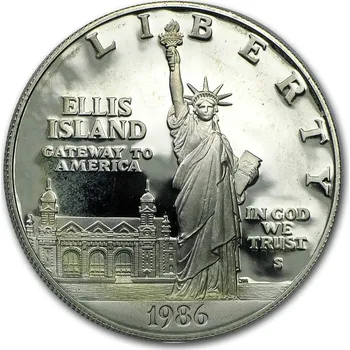 UNITED STATES MINT Mince :1986-S Socha svobody $ 1 Stříbro Proof