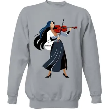 Pánská mikina Mikina bez kapuce Unisex s potiskem Unisex - Houslistka 2 pánské