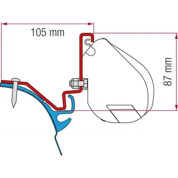 Markýza Adaptér na uchycení markýzy Fiamma F35pro delky 250 cm na stěnu Volkswagen T6 L2/H1 Kepler Westfalia černý