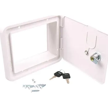 Příslušenství ke karavanu Servisní klapka se zámkem, vnější rozměry 151x166mm, bílá