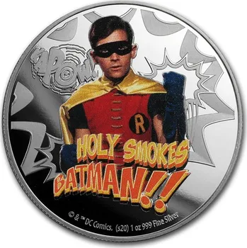 Stříbrná mince Batman '66: Robin 1 oz $2 2020 Niue Colorized