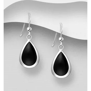 Náušnice Náušnice s háčkem ze stříbra 925, zdobené černým smaltem