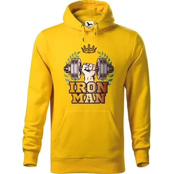 Pánská mikina DOBRÝ TRIKO Pánská mikina s potiskem Iron man Velikost pánské mikiny: L, Barva: Žlutá