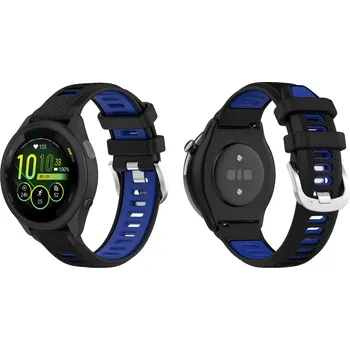 Run Silikonový Dvoubarevný Pásek Na Hodinky Garmin Barva: Černá-Modrá, Velikost: 22 Mm