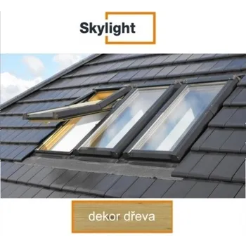Okno DOBROPLAST - SKYLIGHT PREMIUM plastové střešní okno PVC dezén dřeva 11/11 - 114/118cm