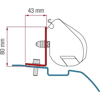 Markýza Adaptér na uchycení markýzy Fiamma F35pro delky 220 cm na stěnu Nissan NV200 L1/H1 (2009-) černý