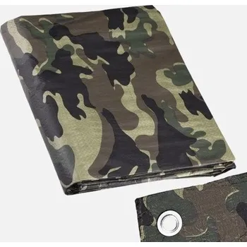Krycí plachta DEN BRAVEN Zakrývací plachta s kovovými oky MASKOVACÍ 4*5m