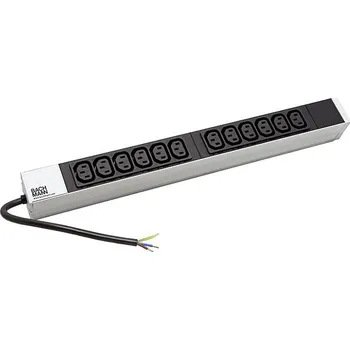 vypínač a zásuvka Bachmann 19'' napájecí panel 1U, 12 × zásuvka C13, černá, 0,2 m bez koncovky (333.830)