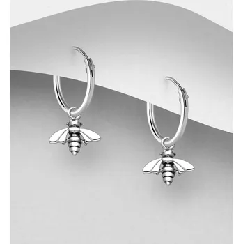 Náušnice Stříbrné náušnice z oxidovaného stříbra 925 včelka