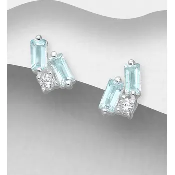 Náušnice La Preciada - Stříbrné 925 náušnice, zdobené nebesky modrým topazem a simulovanými diamanty