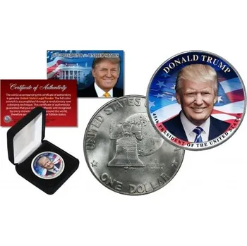 U.S. Mint DONALD TRUMP 45. prezident 1976 Dvousté výročí IKE Eisenhower Originální dolarová mince s prémiovým displejem