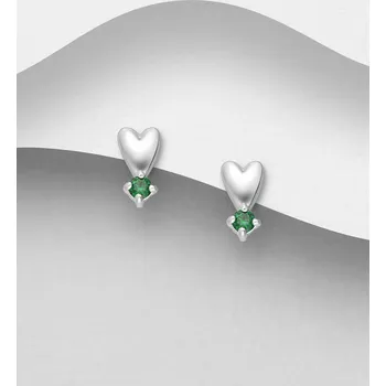 Náušnice Náušnice ze 925 stříbra z přírodním kamenem Emerald-Forest ve tvaru srdce