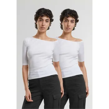 Pánské tričko Ladies Organic Asymmetric Rib Tee 2-Pack - white+white 3XL