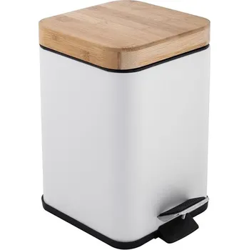 Odpadkový koš DuraHome Koš na odpadky Loreto 43952, 3 l, čtverec, bambusové víko, bílý