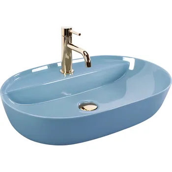 Umyvadlo Keramické umyvadlo na desku REA AURA 61, lesklé modré