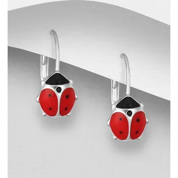 Náušnice Náušnice ze stříbra 925 ve tvaru Berušky zdobené barevným smaltem
