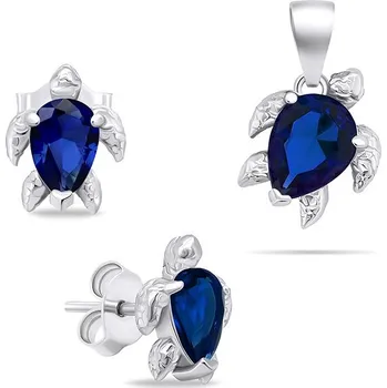 Náramek Brilio Silver Hravý stříbrný set šperků se zirkony Želva SET233WB - náušnice, přívěsek (Ag 925/1000,