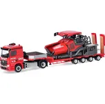 Mercedes-Benz Actros s návěsem + finišer Kutter 1:87 - Herpa MB Actros CS s podvalníkovým návěsem a finišerem Kutter - sběratelský model 1/87