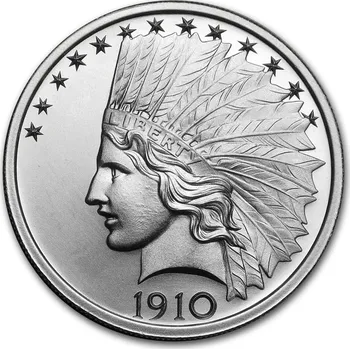 Stříbrná mince $10 Indian 1910 2 oz Silvertowne