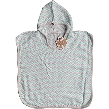 XKKO BMB Bambusové mušelínové pončo Chevron Mint Vel. 2 (2-3 roky)